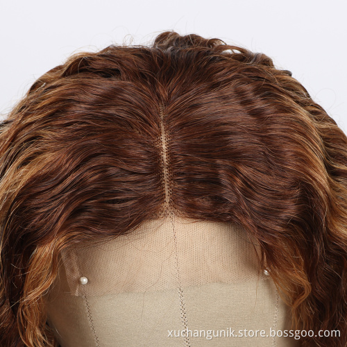 Uniky Short Bob Highlight 4/27 Color Human Hair Lace Front Wigs Brown Ombre Remy Hair Pre-Plucked Swiss Lace Wigs